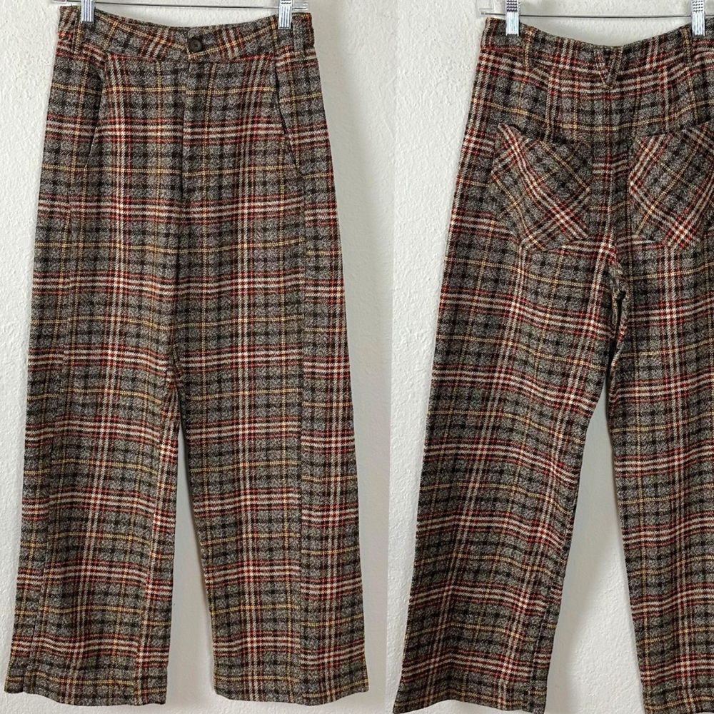 Free People Dark Academia Tartan Plaid Wide Leg Shape Up Trouser Pants Size 2 - Picture 6 of 15